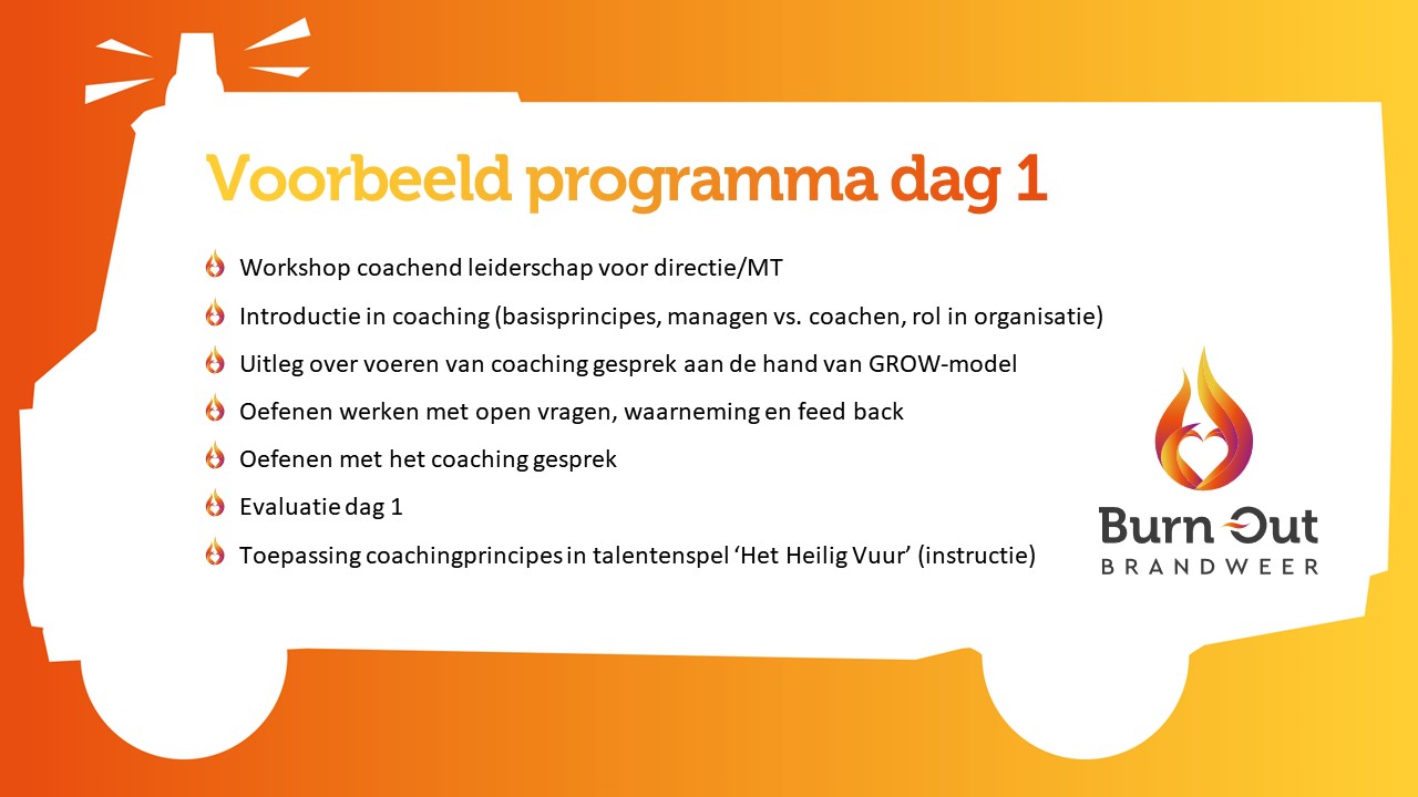 Programma van het teambuilding spel 'Het Heilig Vuur'. Ben je op zoek naar groepsdynamische activiteiten of teambuilding ideeƫn? Dan ben je bij de Burn-Out Brandweer aan het juiste adres. In groepsopdrachten samenwerken aan wat jullie aan gaan steken of doven.